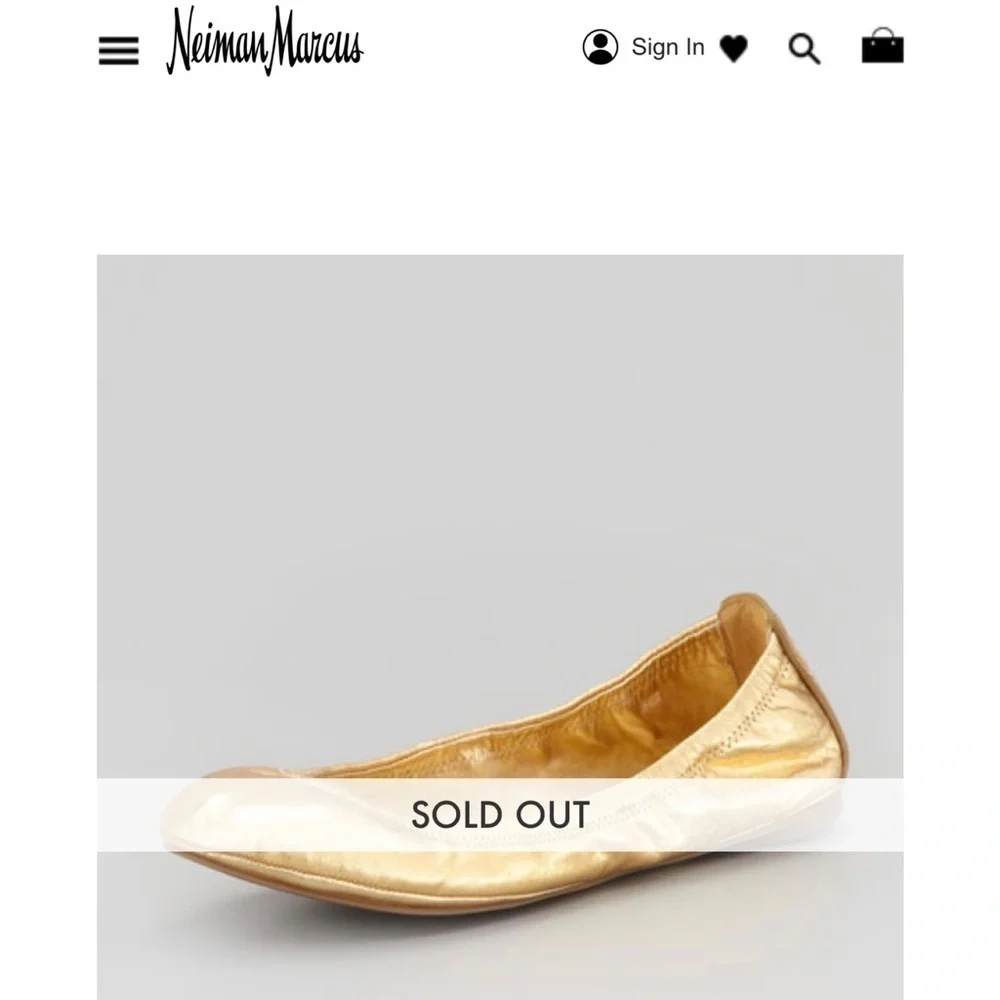 NWT Tory Burch Eddie Ballet Flat Gold Metallic